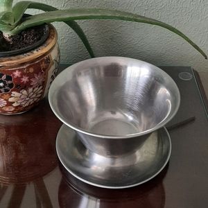 Vintage Danish Stainless Steel 18/8 Gravy Bowl w/ Underplate